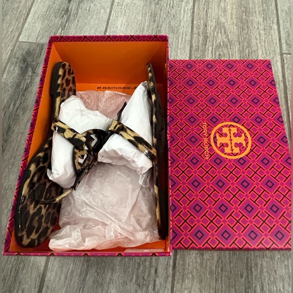 🐆🖤Authentic Tory Burch Miller Sandals & Box Sz10 Patent Leopard 🖤😍 - Picture 3 of 6